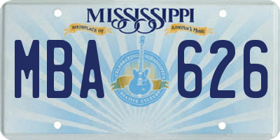 MS license plate MBA626