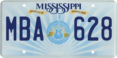 MS license plate MBA628