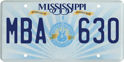 MS license plate MBA630