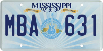MS license plate MBA631