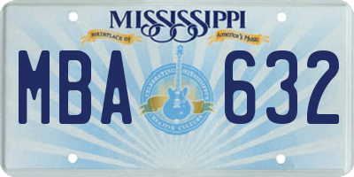 MS license plate MBA632
