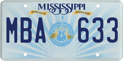 MS license plate MBA633