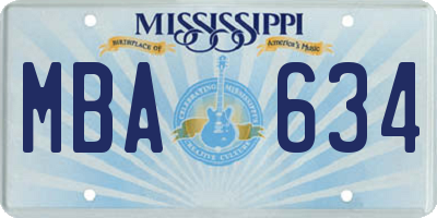 MS license plate MBA634