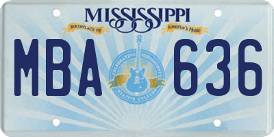 MS license plate MBA636