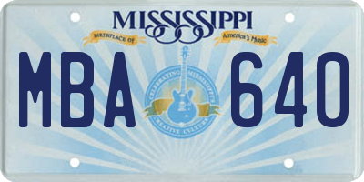MS license plate MBA640