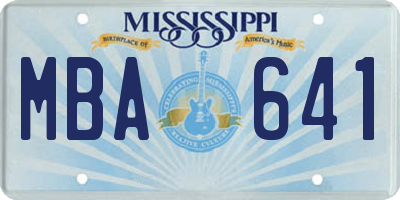 MS license plate MBA641