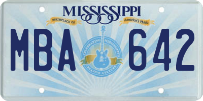 MS license plate MBA642