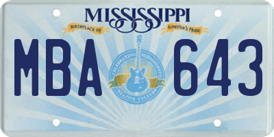 MS license plate MBA643