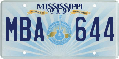 MS license plate MBA644