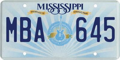 MS license plate MBA645