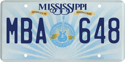 MS license plate MBA648