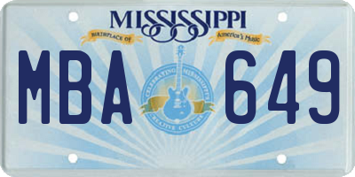 MS license plate MBA649