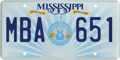 MS license plate MBA651