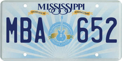 MS license plate MBA652
