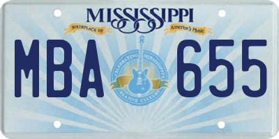 MS license plate MBA655