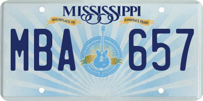 MS license plate MBA657