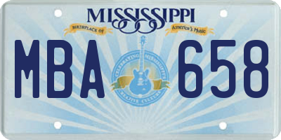 MS license plate MBA658