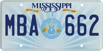 MS license plate MBA662