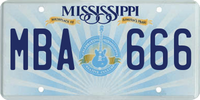 MS license plate MBA666