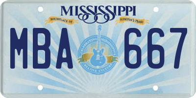 MS license plate MBA667