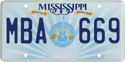 MS license plate MBA669
