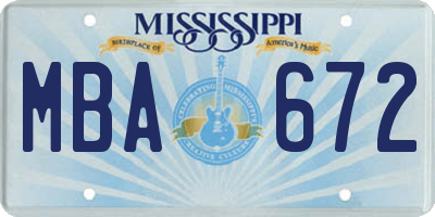 MS license plate MBA672