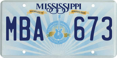 MS license plate MBA673