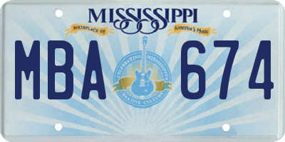 MS license plate MBA674
