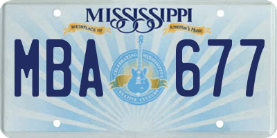 MS license plate MBA677