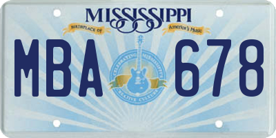 MS license plate MBA678