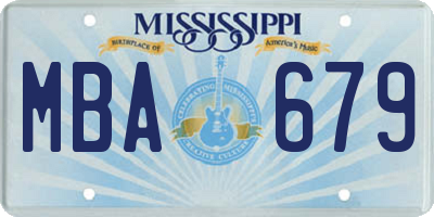 MS license plate MBA679