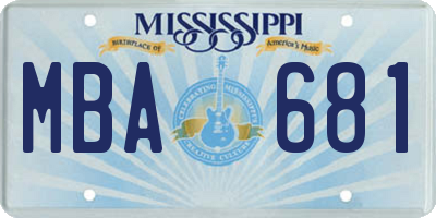 MS license plate MBA681