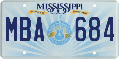 MS license plate MBA684