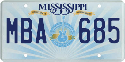 MS license plate MBA685