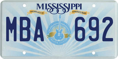 MS license plate MBA692