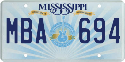 MS license plate MBA694