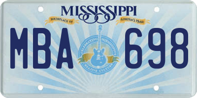 MS license plate MBA698