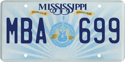 MS license plate MBA699
