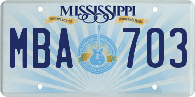 MS license plate MBA703