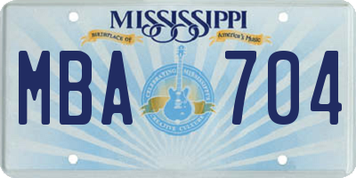 MS license plate MBA704