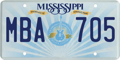 MS license plate MBA705