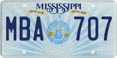 MS license plate MBA707
