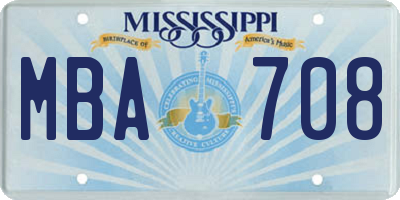 MS license plate MBA708