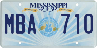 MS license plate MBA710