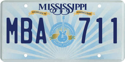 MS license plate MBA711