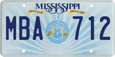 MS license plate MBA712