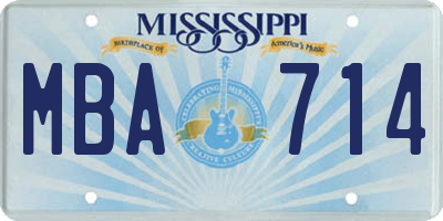 MS license plate MBA714