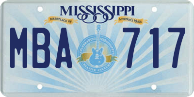 MS license plate MBA717