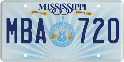 MS license plate MBA720