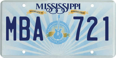 MS license plate MBA721